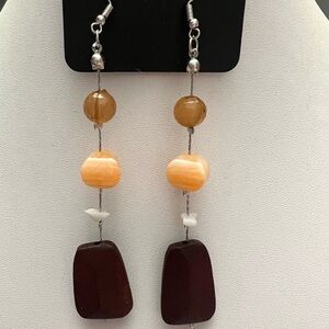 Paparazzi Brown and Orange Beaded Earrings